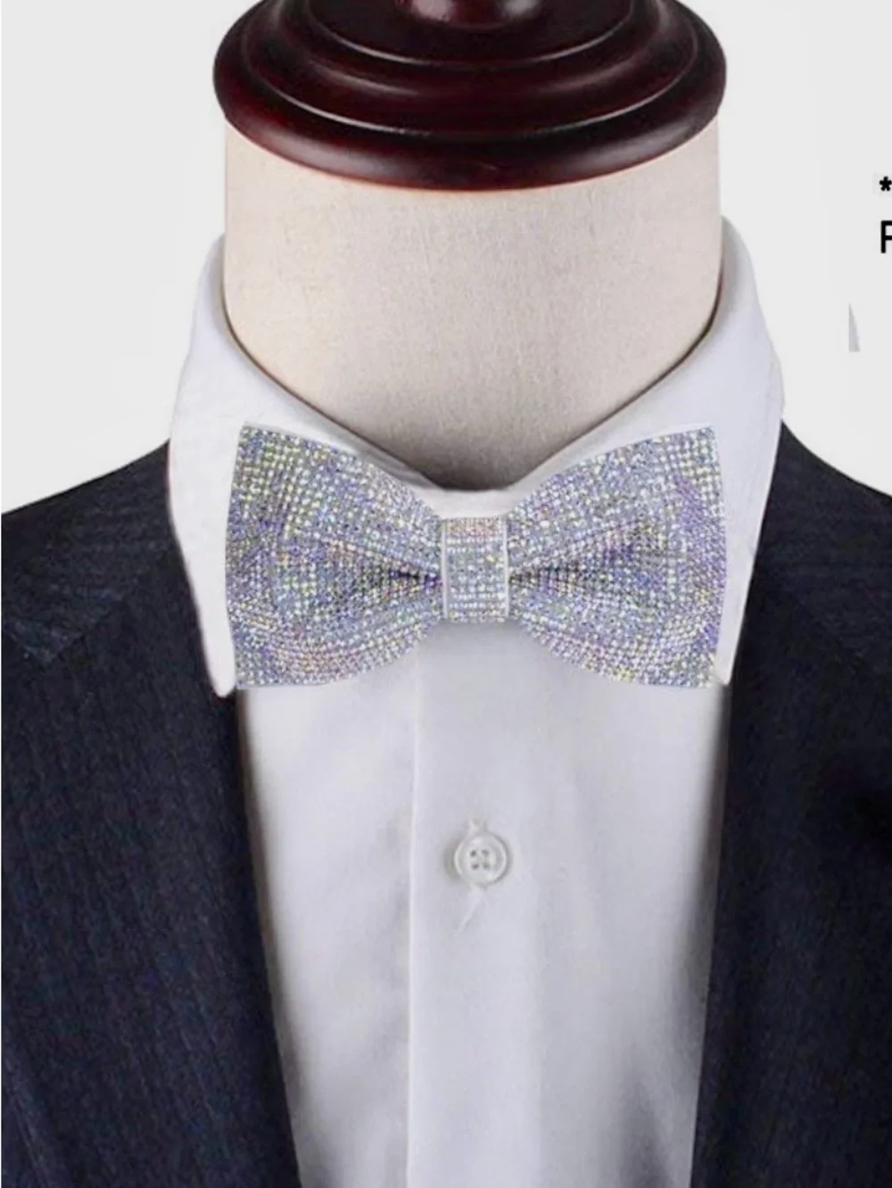 Multicolored Crystal Embellished Silver pre-tied Bow Tie worn once!
